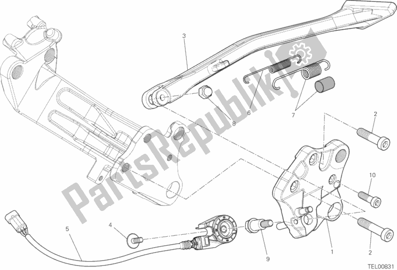 All parts for the Side Stand of the Ducati Diavel Carbon FL 1200 2018